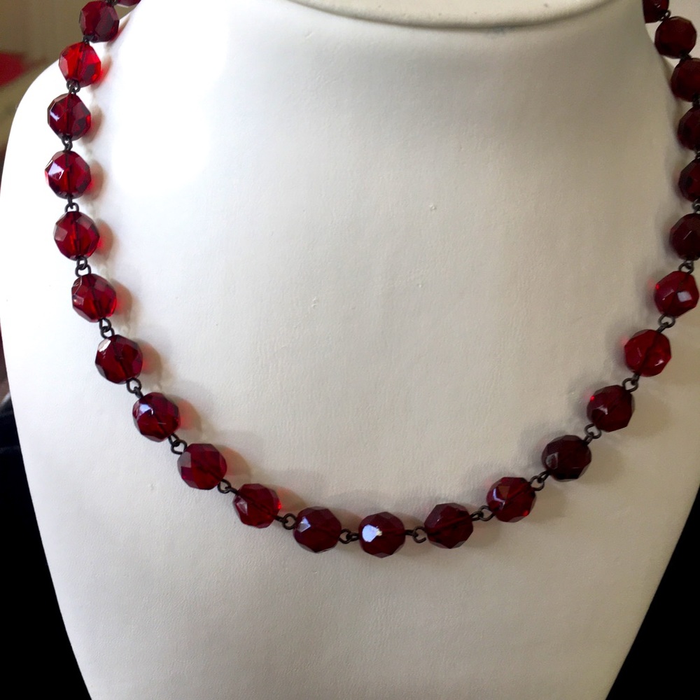 Dark Red Necklace & Free matching Earrings